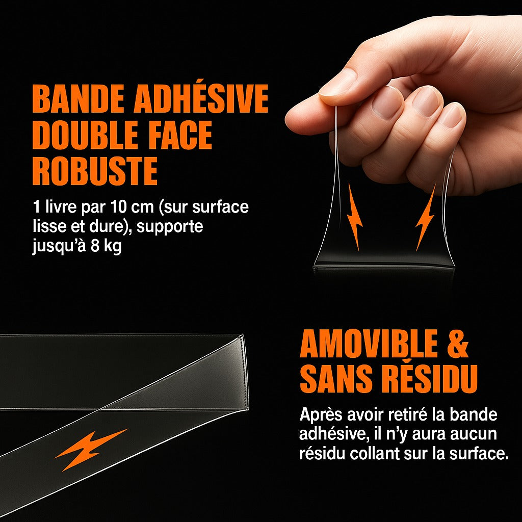Bande Adhésive Double Face Ultra-Forte - Fixation Jusqu'à 8kg
